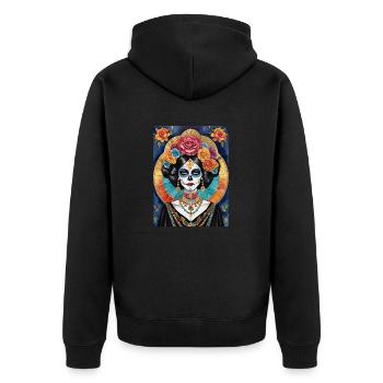 LA CATRINA DELUXE - Unisex Premium Organic Zip Hoodie - black - Back - Nico (187cm)