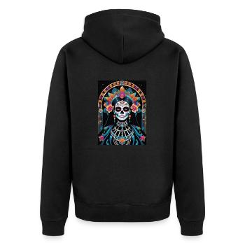 LA CATRINA DELUXE - Unisex Premium Bio Zip Hoodie - Schwarz - Hinten - Nico (187cm)