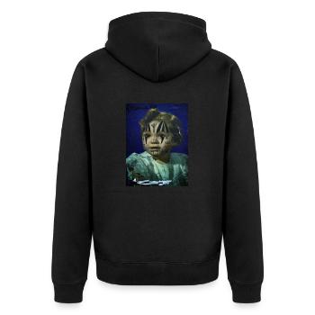 Global Art - Unisex Premium Bio Zip Hoodie - Schwarz - Hinten - Nico (187cm)