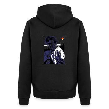 Big Smile Zombie Guy - Unisex Premium Bio Zip Hoodie - Schwarz - Hinten - Nico (187cm)