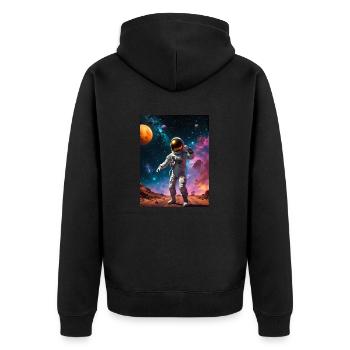 Astronaut - Unisex Premium Organic Zip Hoodie - black - Back - Nico (187cm)