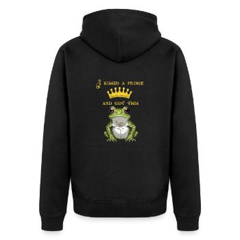 I kissed - Unisex Premium Organic Zip Hoodie - black - Back - Nico (187cm)
