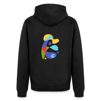 vintage abstract creature - Unisex Premium Organic Zip Hoodie - black - Back - Nico (187cm)