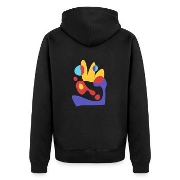 abstract tropical beeze - bauhaus style - Unisex Premium Organic Zip Hoodie - black - Back - Nico (187cm)