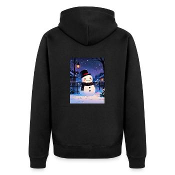 Mit Liebe gebaut - Unisex Premium Bio Zip Hoodie - Schwarz - Hinten - Nico (187cm)