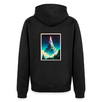 Un phare au-dessus des nuages - Veste à capuche bio Premium Unisexe - noir - Dos - Nico (187cm)