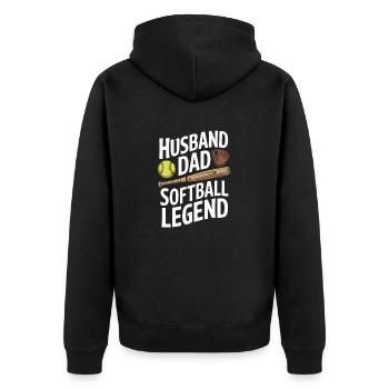 Softball Papa Baseball Vatertag Lustig Softball - Unisex Premium Bio Zip Hoodie - Schwarz - Hinten - Nico (187cm)