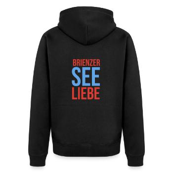 Brienzersee Liebe - Unisex Premium Bio Zip Hoodie - Schwarz - Hinten - Nico (187cm)