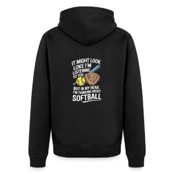 Lustiger Softball Spieler Fänger Pitcher Softball - Unisex Premium Bio Zip Hoodie - Schwarz - Hinten - Nico (187cm)