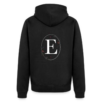 Letter E - Unisex Premium Organic Zip Hoodie - black - Back - Nico (187cm)