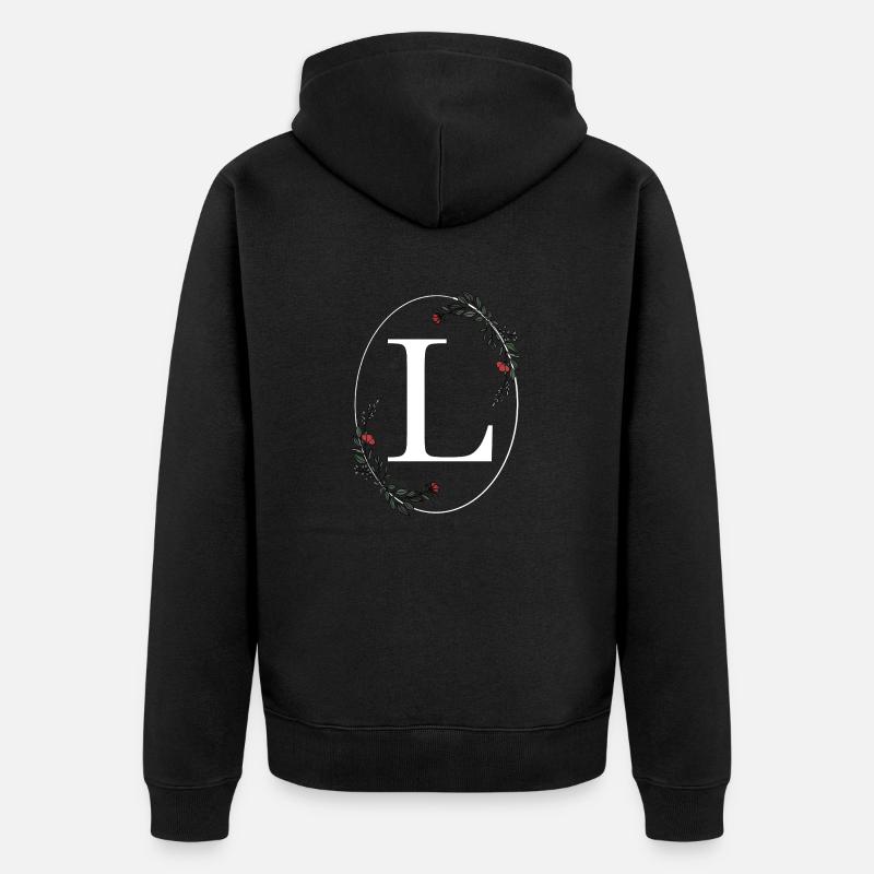 Lettre L - Veste à capuche bio Premium Unisexe - noir