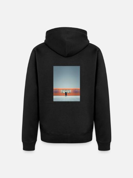 Minimalistischer U-Bahn-Moment - Unisex Premium Bio Zip Hoodie - Schwarz
