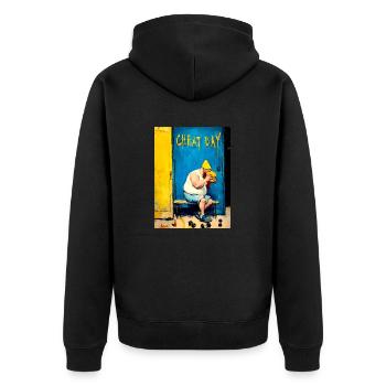 "Cheat Day" by van Gogh - Unisex Premium Organic Zip Hoodie - black - Back - Nico (187cm)