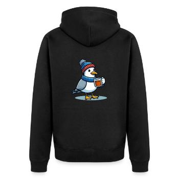 North Sea Seagull Hat Beanie Drinks Tea or Coffee - Unisex Premium Organic Zip Hoodie - black - Back - Nico (187cm)