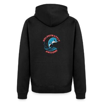 Niedlicher Delfin - Unisex Premium Bio Zip Hoodie - Schwarz - Hinten - Nico (187cm)