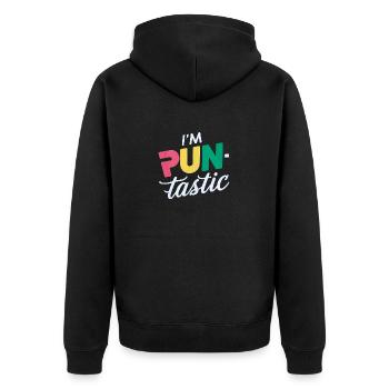 I'm Pun-Tastic - Unisex Premium Organic Zip Hoodie - black - Back - Nico (187cm)