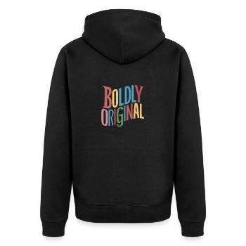 Boldly Original - Unisex Premium Organic Zip Hoodie - black - Back - Nico (187cm)