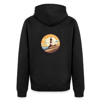 Lighthouse 2 - Unisex Premium Organic Zip Hoodie - black - Back - Nico (187cm)