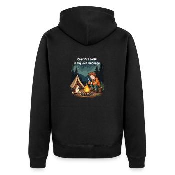 Le café au feu de camp est ma langue d’amour - Camping Dog - Veste à capuche bio Premium Unisexe - noir - Dos - Nico (187cm)