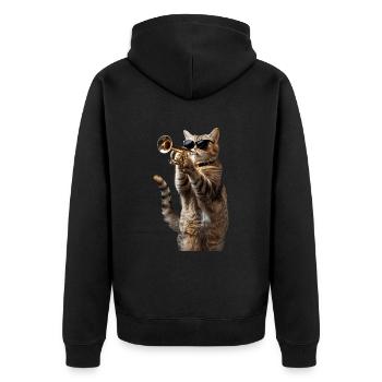 Trompette American Shorthair - Veste à capuche bio Premium Unisexe - noir - Dos - Nico (187cm)