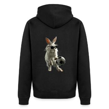 Kaninchen - Unisex Premium Bio Zip Hoodie - Schwarz - Hinten - Nico (187cm)