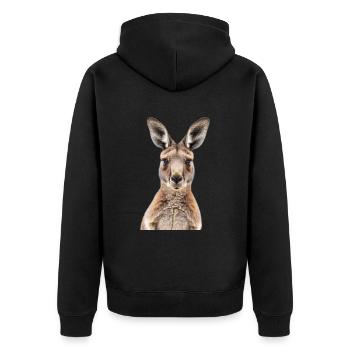 Känguru - Unisex Premium Bio Zip Hoodie - Schwarz - Hinten - Nico (187cm)