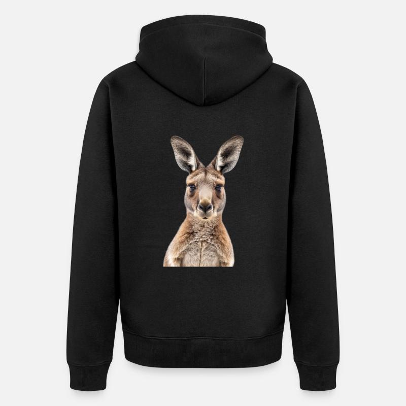 Känguru - Unisex Premium Bio Zip Hoodie - Schwarz