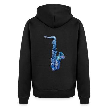 Saxophone Poisson - Veste à capuche bio Premium Unisexe - noir - Dos - Nico (187cm)