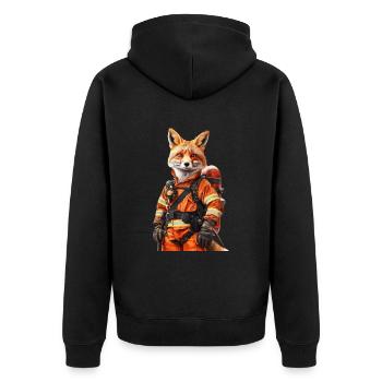 Fuchs - Unisex Premium Bio Zip Hoodie - Schwarz - Hinten - Nico (187cm)