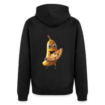 Banane - Unisex Premium Bio Zip Hoodie - Schwarz - Hinten - Nico (187cm)