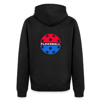 Floorball Unihockey Unihoc Bandy Floorballer - Unisex Premium Organic Zip Hoodie - black - Back - Nico (187cm)