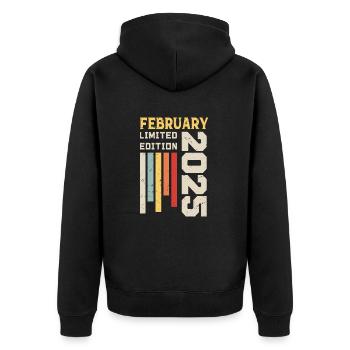 Februar 2025 - Februar 2025 Geburtstagsgeschenk - Unisex Premium Bio Zip Hoodie - Schwarz - Hinten - Nico (187cm)