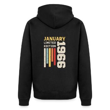 January 1966 - January 1966 Birthday Gift - Unisex Premium Organic Zip Hoodie - black - Back - Nico (187cm)