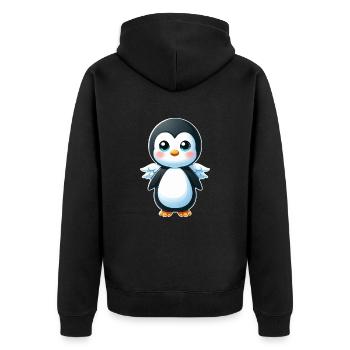 Süßer Pinguin Engel Cartoon Chibi Stil - Unisex Premium Bio Zip Hoodie - Schwarz - Hinten - Nico (187cm)