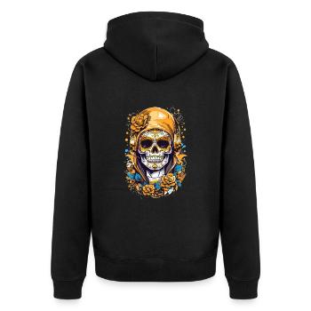 Crâne de sucre doré - Veste à capuche bio Premium Unisexe - noir - Dos - Nico (187cm)