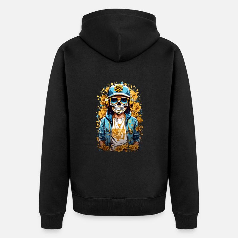 Crâne de sucre doré - Veste à capuche bio Premium Unisexe - noir