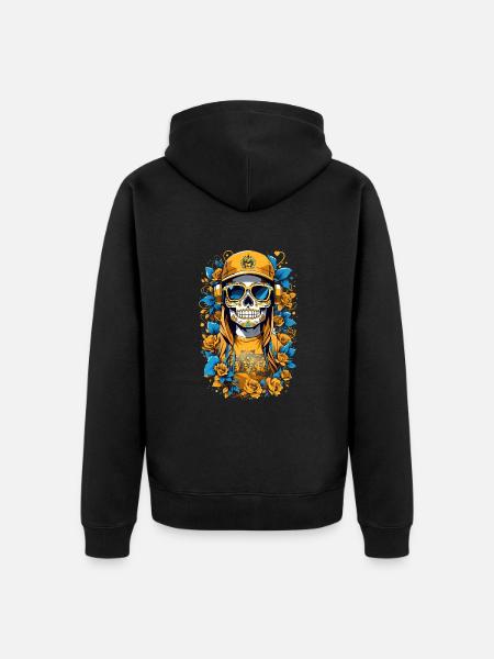 Zucker Schädel - Unisex Premium Bio Zip Hoodie - Schwarz