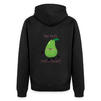 Poire parfaitement sucrée et kawaii ! - Veste à capuche bio Premium Unisexe - noir - Dos - Nico (187cm)