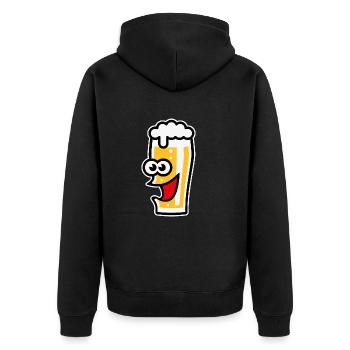 Happy Bierglas (Bier / Willibecher / Lustig / 4C) - Unisex Premium Bio Zip Hoodie - Schwarz - Hinten - Nico (187cm)