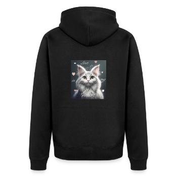 L’amour des chats – l’amour est dans mon cœur - Veste à capuche bio Premium Unisexe - noir - Dos - Nico (187cm)