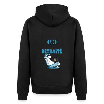 jeune retraité humour drôle retraite - Veste à capuche bio Premium Unisexe - noir - Dos - Nico (187cm)