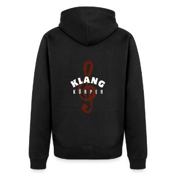 Klangkörper - Musik - Chor - Orchester - Dirigent - Unisex Premium Bio Zip Hoodie - Schwarz - Hinten - Nico (187cm)