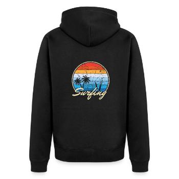 Surf Vacances Plage Mer Planche de surf Cadeau mer - Veste à capuche bio Premium Unisexe - noir - Dos - Nico (187cm)