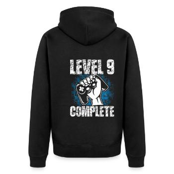 Niveau 9 Cadeau d’anniversaire complet 9 ans Joueur - Veste à capuche bio Premium Unisexe - noir - Dos - Nico (187cm)