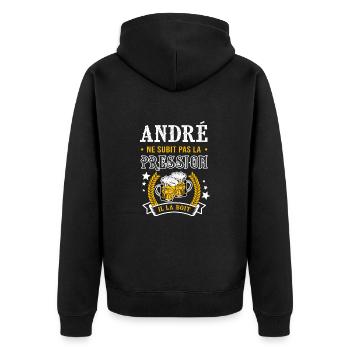 André bière André cadeau andré fêtes - Veste à capuche bio Premium Unisexe - noir - Dos - Nico (187cm)