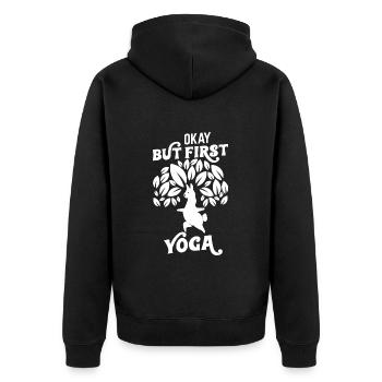 Lama Ok mais d’abord Le yoga - Veste à capuche bio Premium Unisexe - noir - Dos - Nico (187cm)