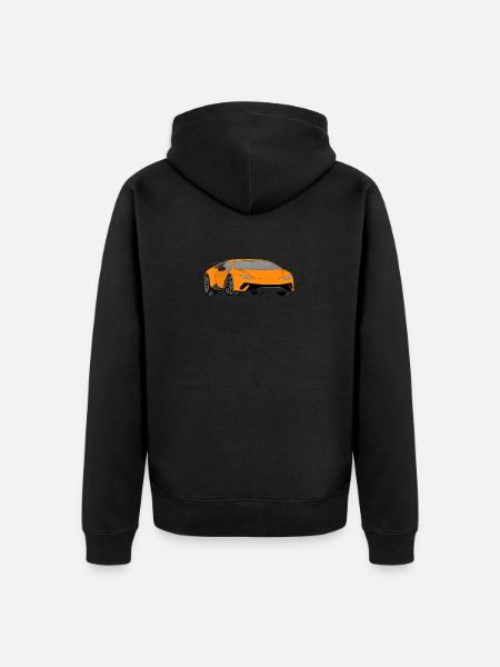 Sports car in orange as digital drawing - Unisex Premium Organic Zip Hoodie - black