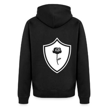 Rose Coat of Arms - Unisex Premium Organic Zip Hoodie - black - Back - Nico (187cm)