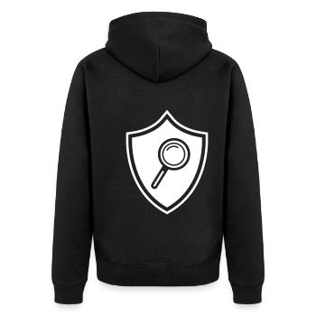Magnifying glass coat of arms - Unisex Premium Organic Zip Hoodie - black - Back - Nico (187cm)