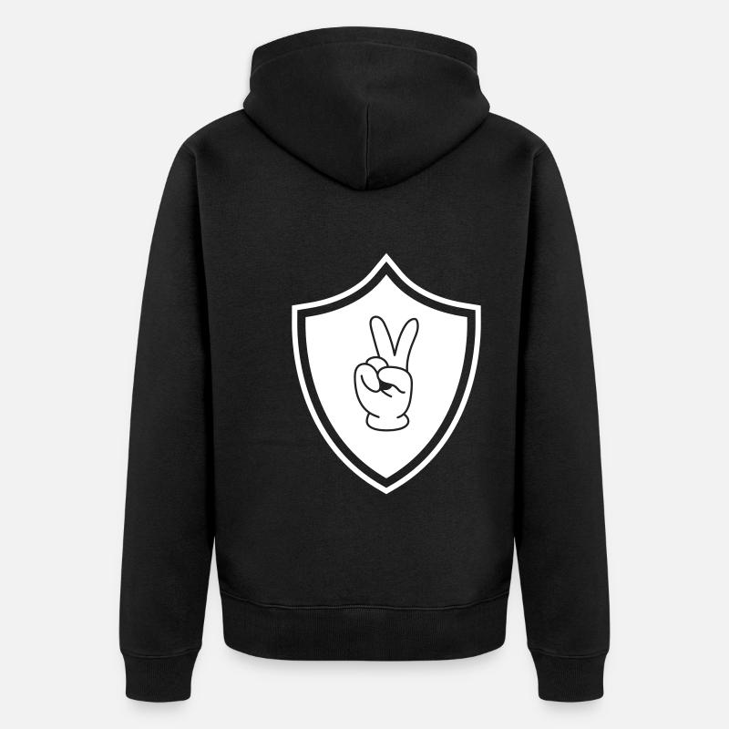 Peace Hand Comic Wappen - Unisex Premium Bio Zip Hoodie - Schwarz